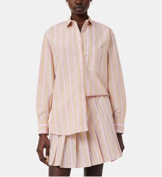 Chemise oversized coton à rayures - Lacoste - Beige