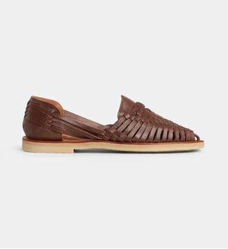 Sandales huaraches plates Alegre cuir tressé - Mapache - Chocolat
