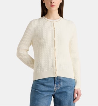 Cardigan câble Stitch - Lacoste - Écru