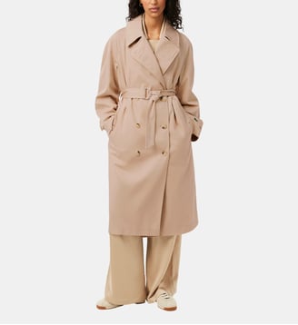 Trench long en gabardine de coton stretch - Lacoste - Beige