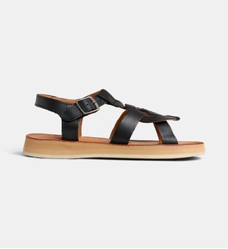 Sandales plates Tulum cuir - Mapache - Noir