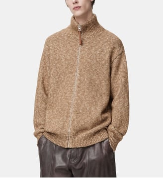 Cardigan zippé coton et lin - Loewe - Beige