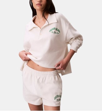 Polo ample signature en coton - Calvin Klein - Écru