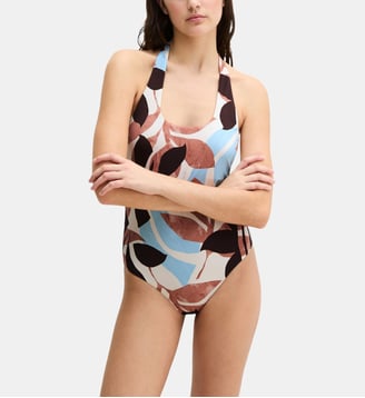 Maillot de bain 1 pièce imprimé fantaisie - Marc O’Polo - Marron et bleu