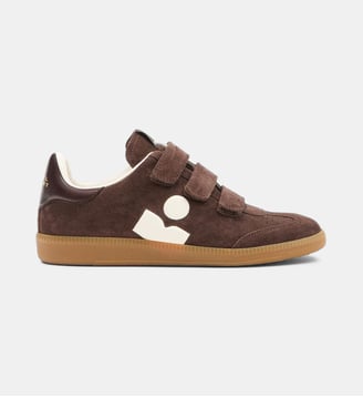 Basket basses Beth en cuir velours  fermeture scratch - Isabel Marant - Chocolate