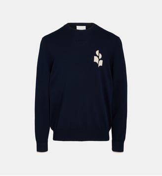 Pull droit Antea en coton bio et laine - Isabel Marant - Bleu marine