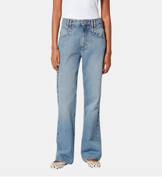 Pantalon Flare Belvia en denim - Isabel Marant - Light blue