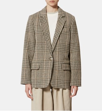 Veste classique Charlyne à carreaux en laine vierge - Isabel Marant - Beige