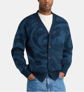 Cardigan Spirit à motif en coton bio - Element - Bleu marine