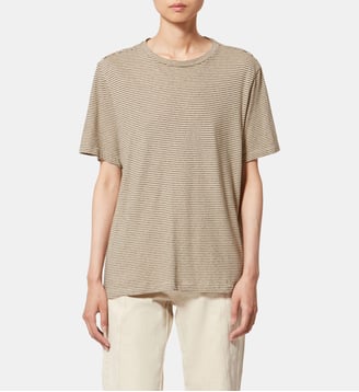 T-shirt Zewe droit rayé en lin - Isabel Marant - Noir et beige