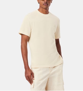 T-shirt Tricot en coton signature - Lacoste - Crème