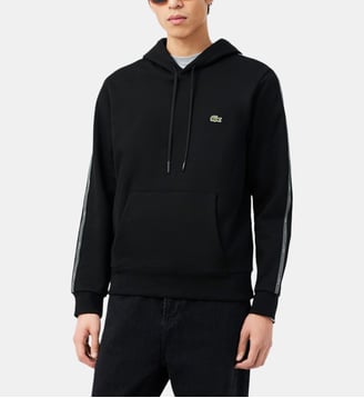 Hoodie droit en molleton de coton - Lacoste - Noir