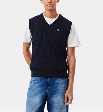 Pull sans manche torsadé - Lacoste - Bleu foncé