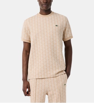 T-shirt en maille jacquard - Lacoste - Beige