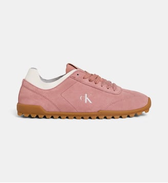 Baskets basses double laçage suède - Calvin Klein - Rose poudré