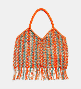 Grand sac filet Carla coloré  - Gisel Paris - Orange et vert