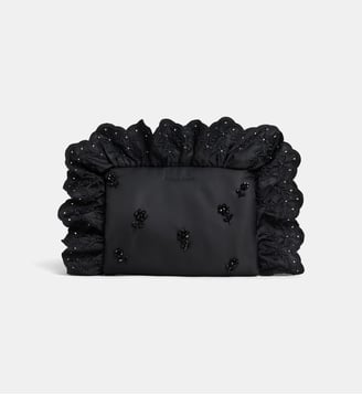 Pochette pliable en taie d'oreiller volants brodés et perles  - Simone Rocha - Noir