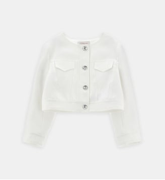 Veste droite détails bijoux - Monnalisa - Blanc