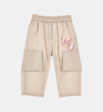 Pantalon droit détail fleuri - Monnalisa - Beige