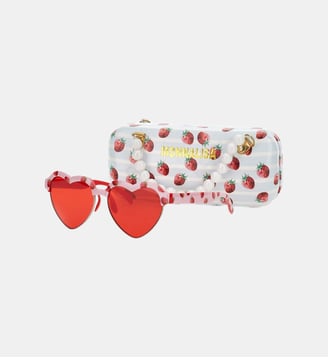 Lunettes de soleil en forme de cœur motif fraise - Monnalisa - Rouge