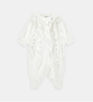 barboteuse à volants en coton - Monnalisa - Blanc