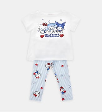 Ensemble à imprimé Hello Kitty - Monnalisa - Blanc et bleu