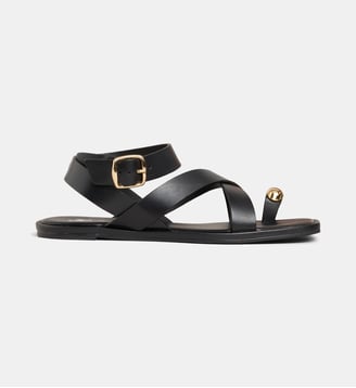 Sandales plates Berline passe pousse bijoux cuir - Galeries Lafayette - Noir
