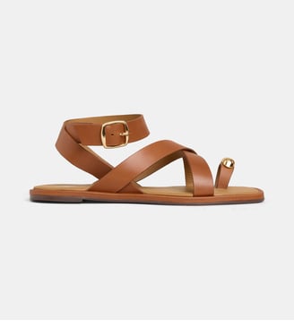Sandales plates Berline passe pousse bijoux cuir - Galeries Lafayette - Camel