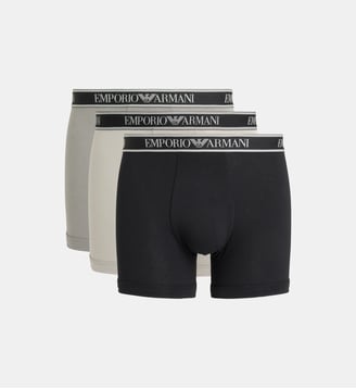 Lot de 3 boxers signature en coton - Emporio Armani - Noir et gris