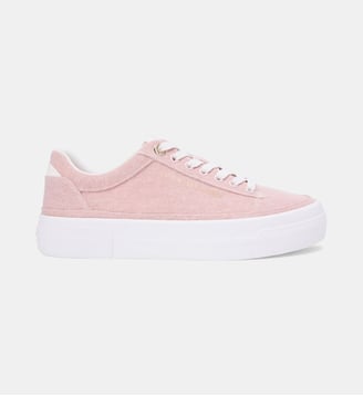 Baskets basses en toile signature - Tommy Hilfiger - Rose