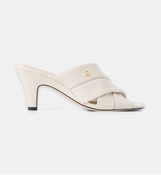 Mules à talons en cuir signature - Tommy Hilfiger - Écru