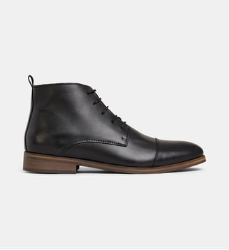 Bottines mid Noé en cuir lisse ou suède - Comptoir GL - Noir