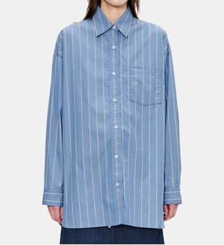 Chemise droite en coton à rayures - A.P.C. - Bleu