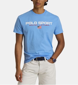 T-shirt droit Mc Polo Sport imprimé en coton - Polo Ralph Lauren - Bleu ciel