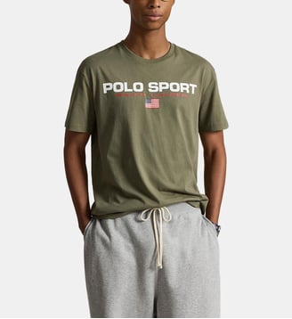 T-shirt droit Mc Polo Sport imprimé en coton - Polo Ralph Lauren - Olive