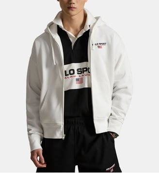 Sweat à capuche zip signature - Polo Ralph Lauren - Blanc