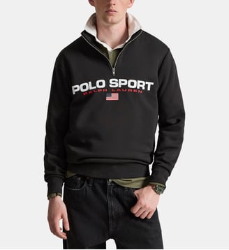 Sweat droit col camionneur imprimé signature - Polo Ralph Lauren - Noir