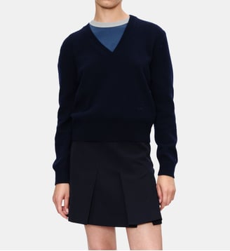 Pull droit col V - A.P.C. - Bleu marine