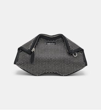 Sac pochette Manta en cuir - McQueen - Noir et argent