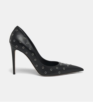Escarpins en cuir de veau signature - McQueen - Noir et argent