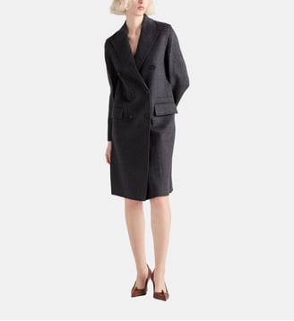 Manteau croisé droit en cachemire double et laine - Prada - Gris