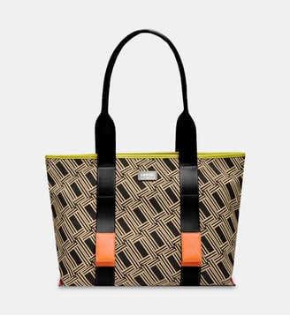 Sac cabas zippé M imprimé signature - Lancel - Noir et multicolore