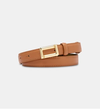 Ceinture fine en cuir signature - Lancel - Marron