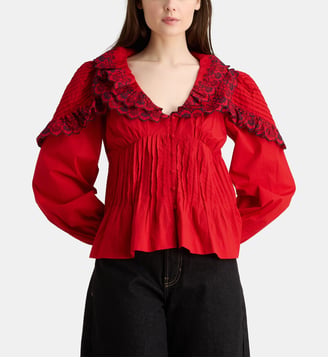 Blouse Caroline broderies coton bio - Damson Madder - Red