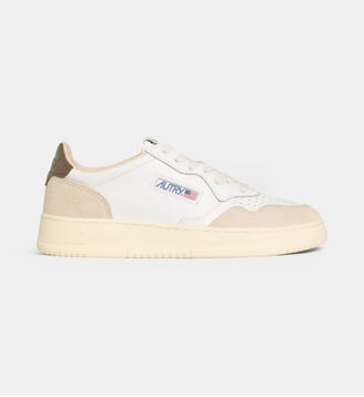 Baskets basses Aulw Medalist cuir et suède - Autry - Blanc et beige