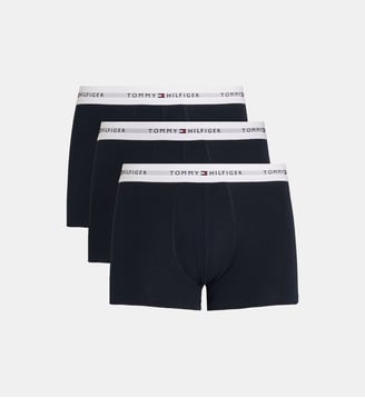 Lot de 3 boxers signature en coton mélangé - Tommy Hilfiger - Bleu marine