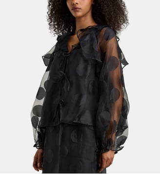 Top organza volant et grands pois  - Stine Goya - Noir