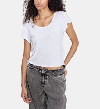 T-shirt droit en lin - American Vintage - Blanc