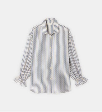 Chemise droite col classique - American Vintage - Blanc et marine