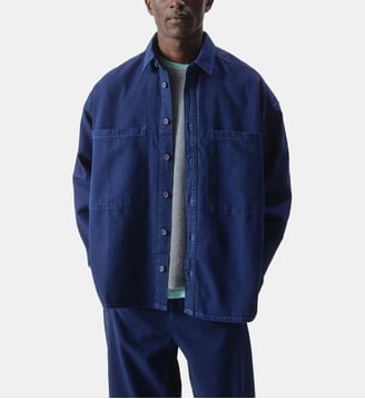 Chemise droite en coton - American Vintage - Bleu brut